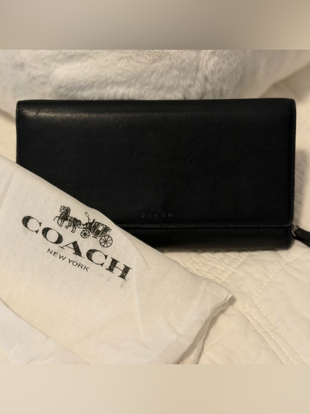 Coach Vintage Black Continental  Wallet 7.5x4.25 Glove Tanned Leather EUC &Dusty